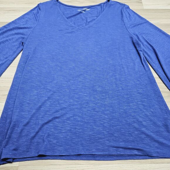 SOFT SURROUNDINGS Womens Blue V-Neck 3/4 Bell Sleeve Size Large - Picture 2 of 7